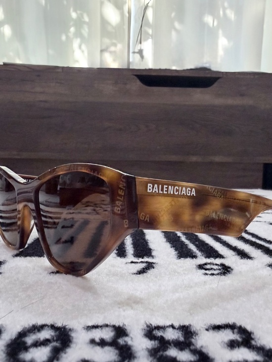 Balenciaga BB0097S 003 BROWN All Over Logo Modern Cat Eye Unisex Sunglasses main image 5